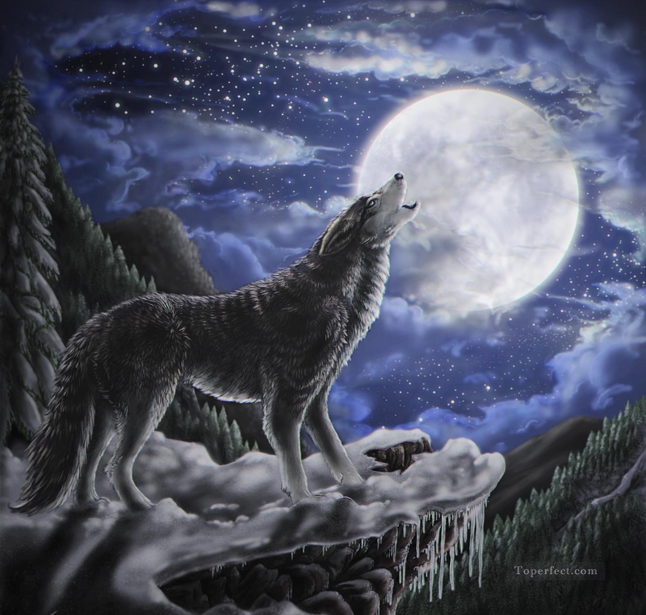 wolf moon Oil Paintings